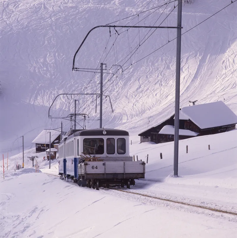 Rigi Shuttle, ARB train with BDhe 2/4 railcar and Bt control car (1991)