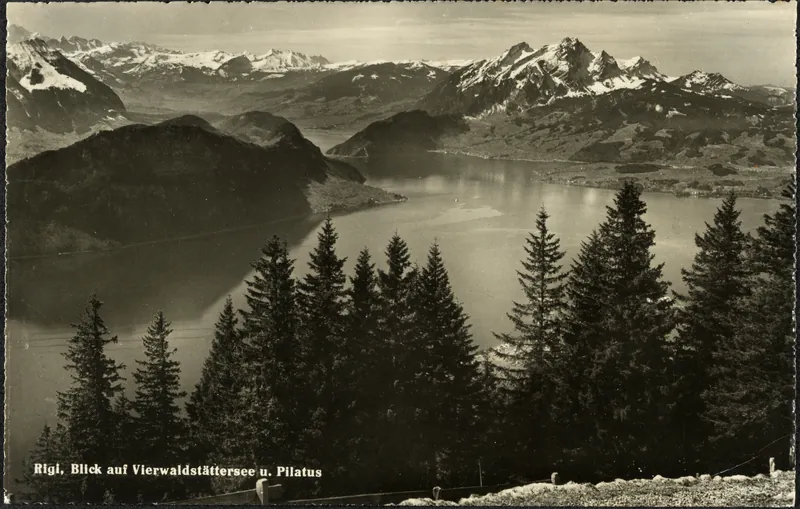Rigi, view of Lake Lucerne and Pilatus (vor 22.7.1953)