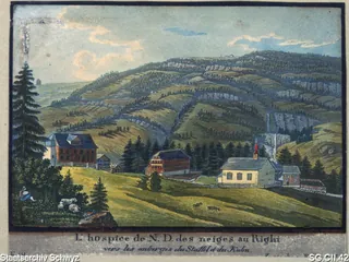 Kapelle Maria zum Schnee, Rigi-Klösterli, mit Blick auf die Rigi-Staffel und Rigi-Kulm (ca. 1830 - 1840)