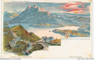 Rigi-Staffel: Panorama mit Vierwaldstättersee (ca. 1900)