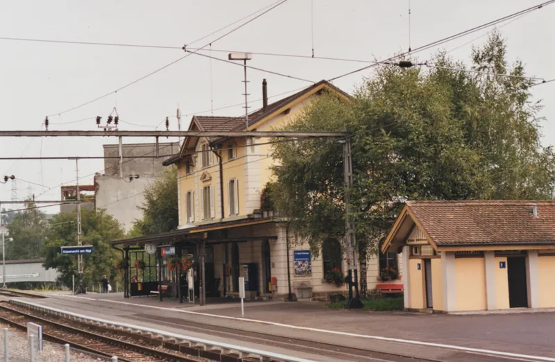 Küssnacht am Rigi , Stations- & Nebengebäude, Bahnseite (1999)