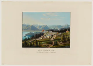 Vue du Kaltbad au Rigi vers Stanz, lac de Sarnen et le Mont Pilate (19th cent.)