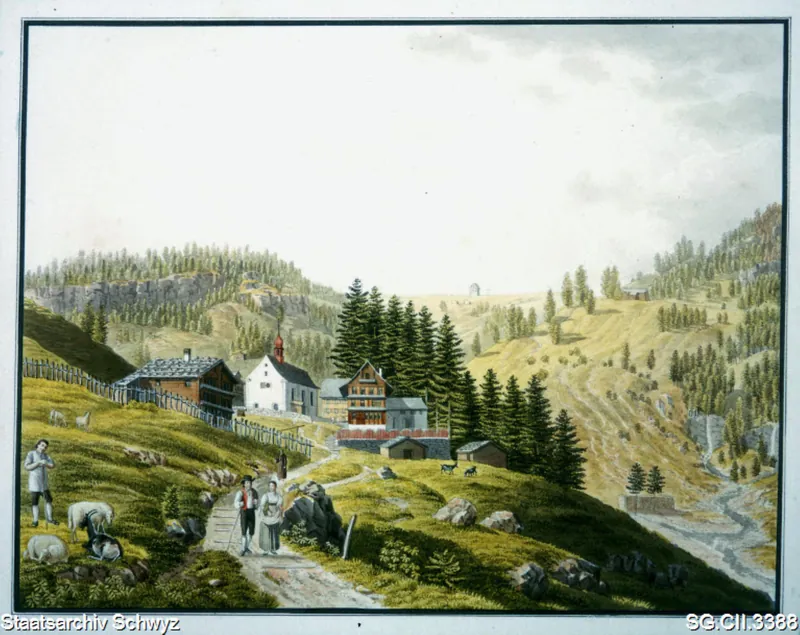 Rigi-Klösterli mit Kapelle Maria zum Schnee (1840 - 1850)