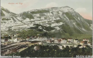 Goldau rund um den Bahnhof mit Rigi (keine Angabe)