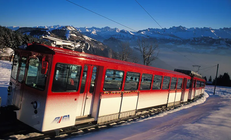 Train ride to the top of Mt. Rigi 'Queen of the Swiss Mountains' in Winter
