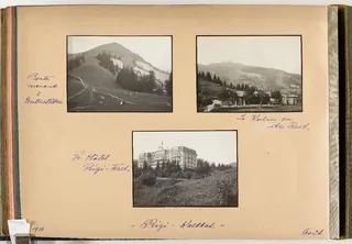 Rigi Kaltbad: tie, joka vie Unterstetteniin, vuori Kulm First -tieltä kuvattuna, Grand Hotel