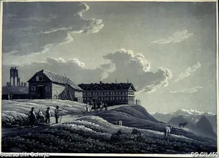 Gasthaus auf Rigi-Kulm mit Aussichtsturm (1820 - 1830)