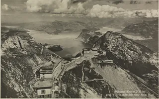 Pilatus-Kulm 2133 m against Lake Lucerne and Rigi (ca. 1935)