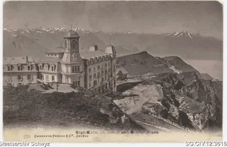 Hotel Schreiber und die Berner Alpen, Rigi-Kulm (1909)